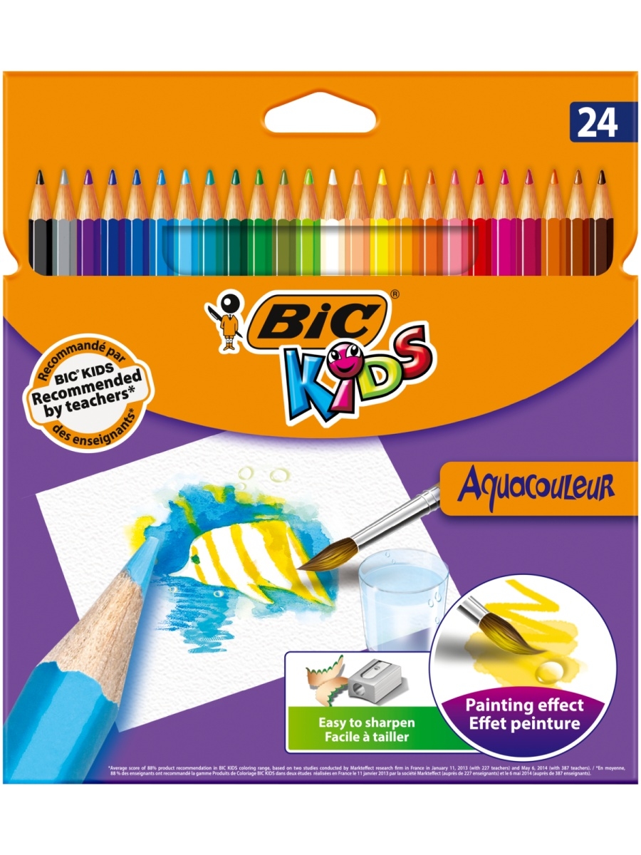 Карандаши цветные BIC Kids Aquacouleur Коробка x24