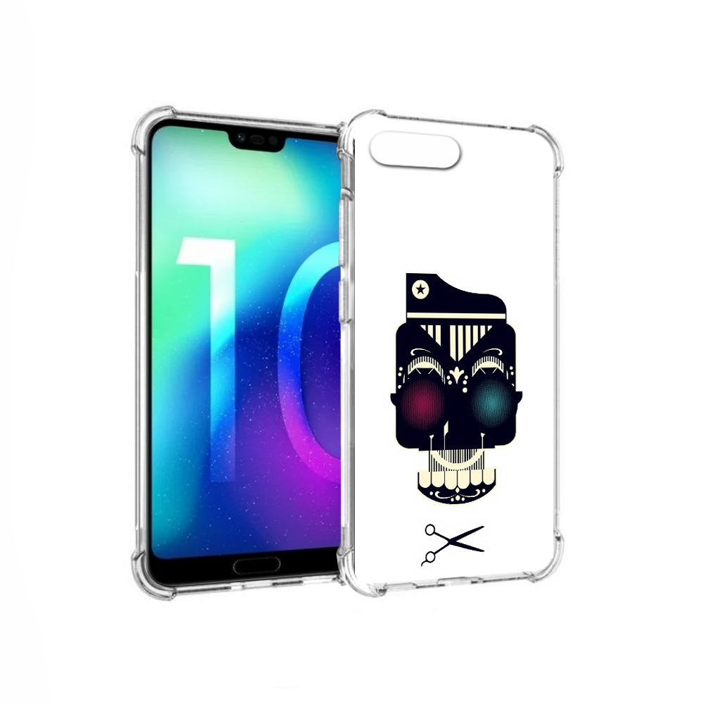 

Чехол MyPads Tocco для Huawei Honor 10 черно белый скелет с яркими глазами, Прозрачный, Tocco