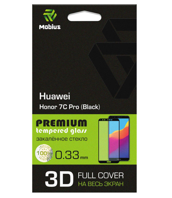 фото Защитное стекло mobius для huawei honor 7c pro 3d full cover (black) (4232-208)