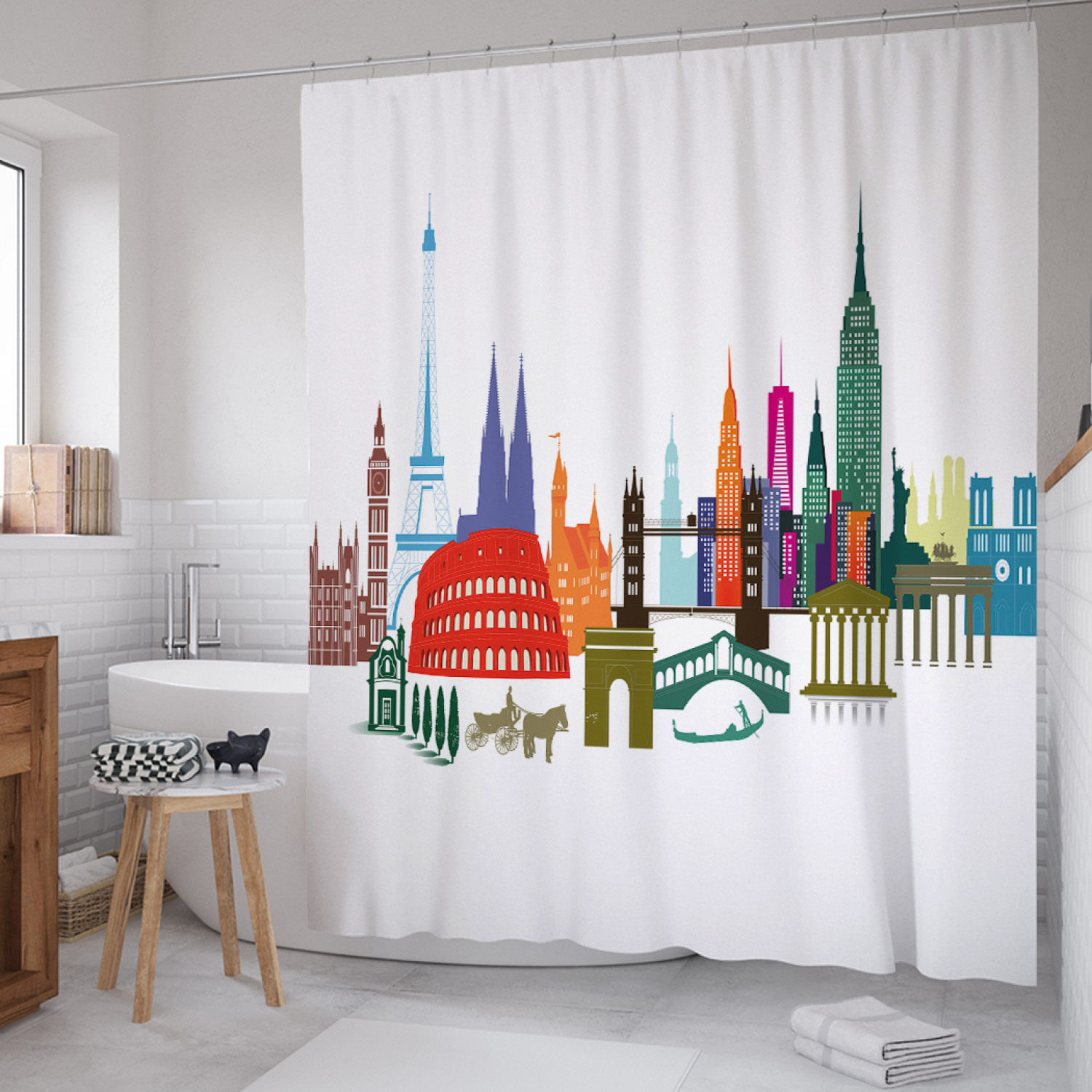 

Штора для ванной JoyArty "Удивительная Германия" из сатена, 180х200 см с крючками, Белый, Удивительная Германия