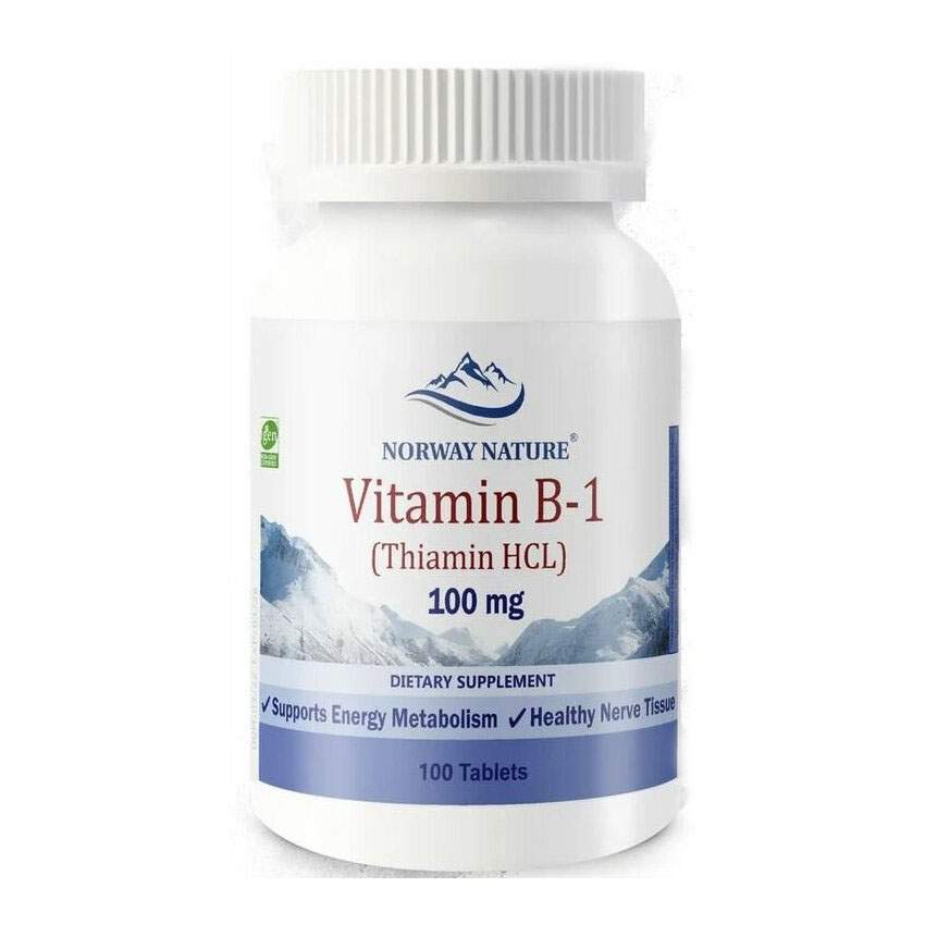 Norway Nature Vitamin B1 Thiamin HCL 100 mg (100 таб.)/ Витамин Б1 Тиамин/ Здоровое пищева