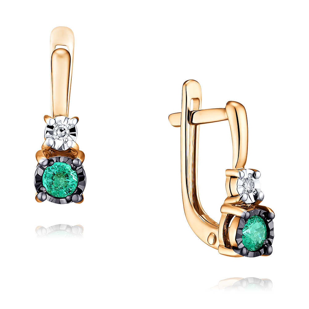 

Серьги из красного золота с бриллиантом/изумрудом ADAMAS 2424032/01-А507ДЧ-433, 2424032/01-А507ДЧ-433