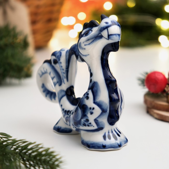 

Сувенир Дракон небесный 12,5 х 4,5 х 11,5 см, гжель, Белый;синий