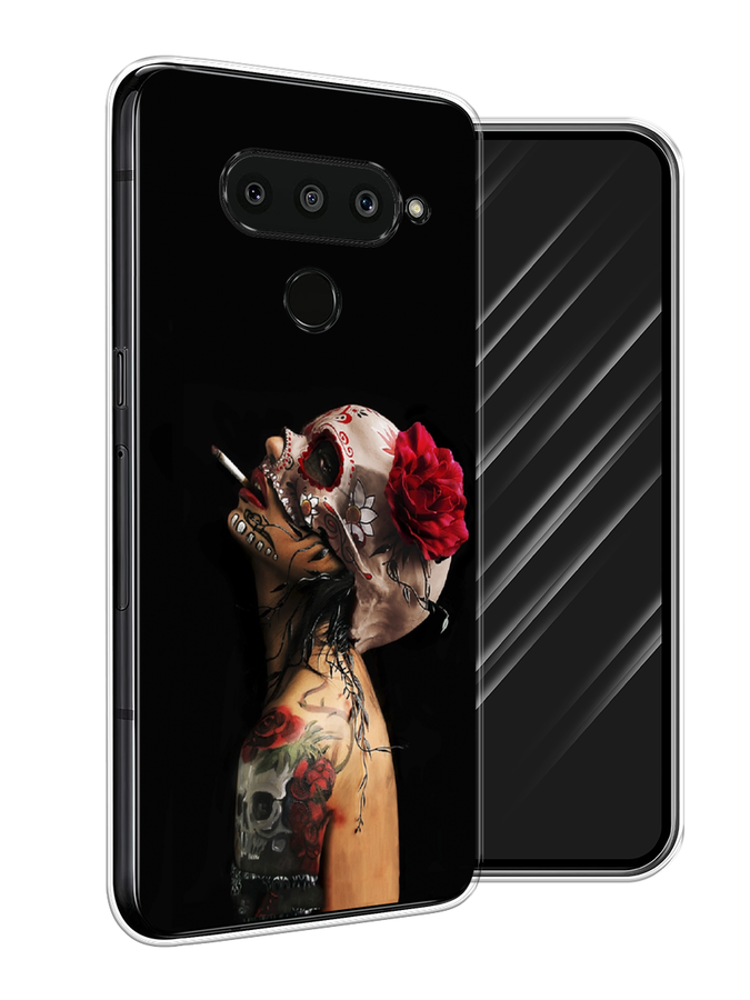 

Чехол Awog на LG V50 ThinQ "Девушка с черепом", Черный;красный;бежевый, 83850-9
