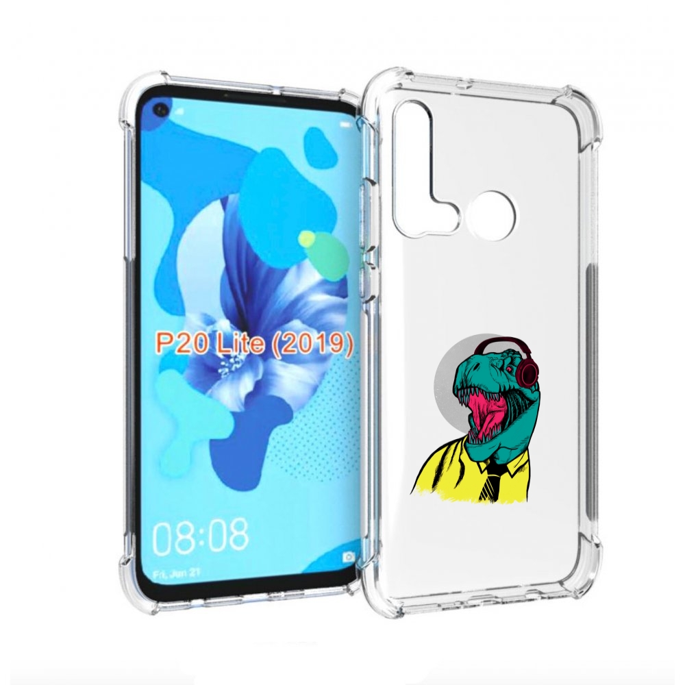 

Чехол бампер MyPads дино для Huawei P20 Lite (2019)., Прозрачный, Tocco