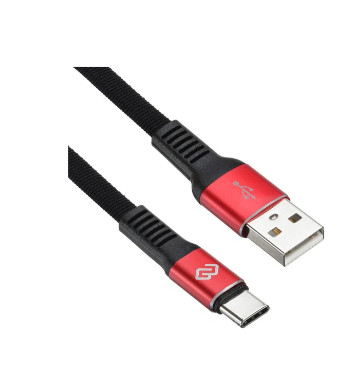 

Кабель Digma TYPE-C-1.2M-FLAT-BLK USB (m)-USB Type-C (m) 1.2м черный/красный плоский