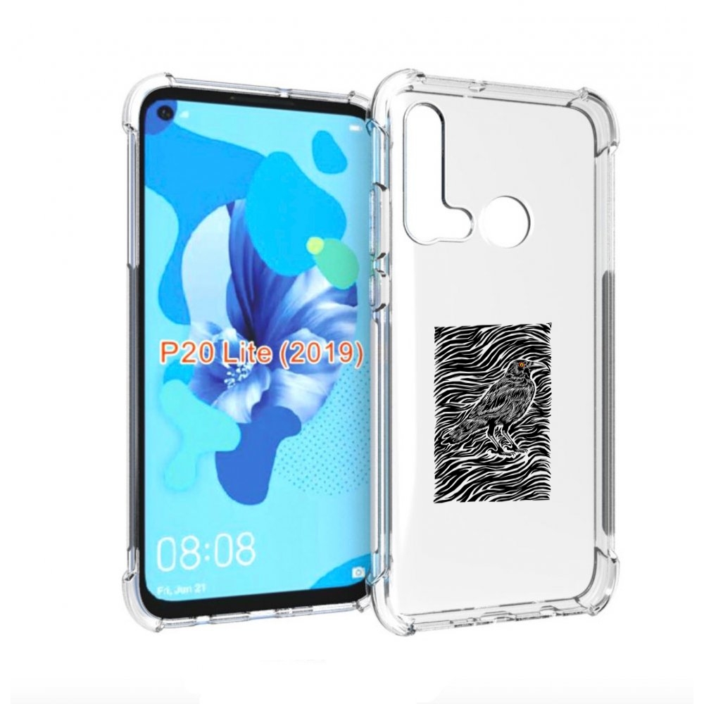 Чехол бампер MyPads ворон в абстракции для Huawei P20 Lite (2019