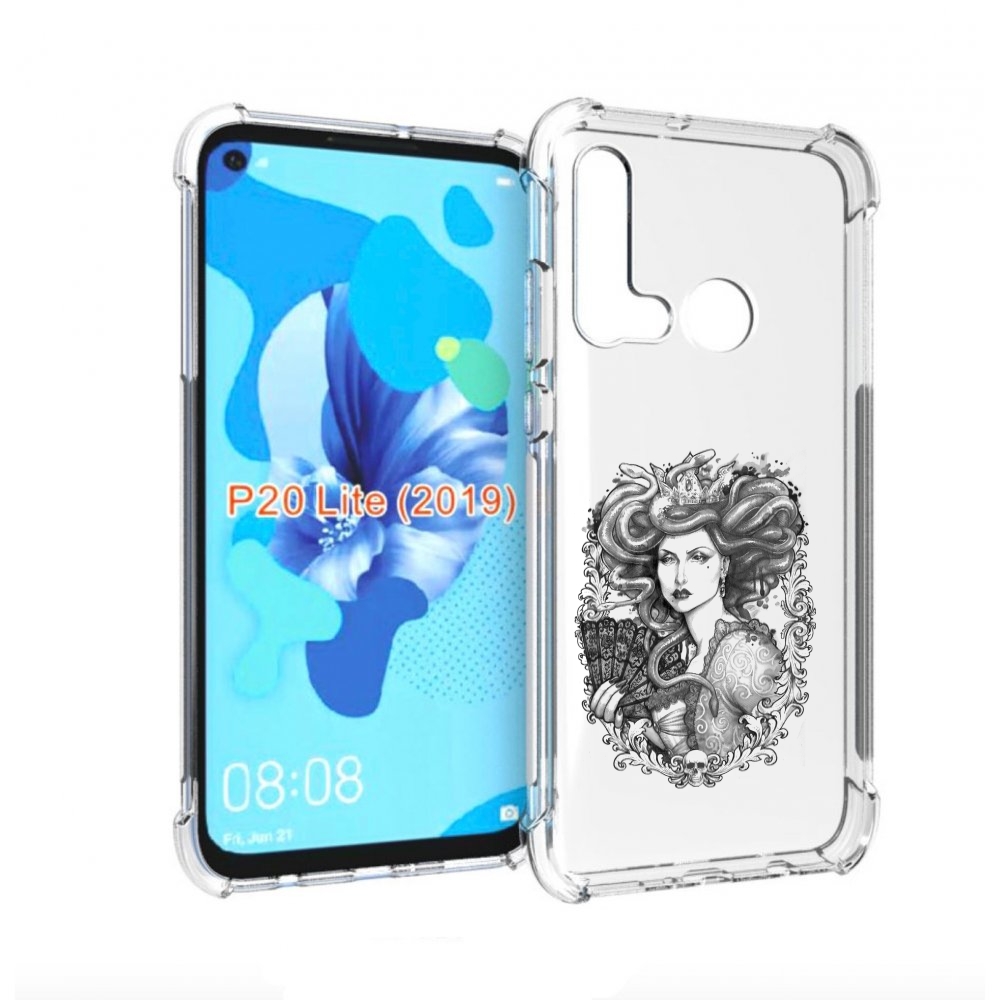 

Чехол бампер MyPads медуза черно белый для Huawei P20 Lite (2019, Прозрачный, Tocco