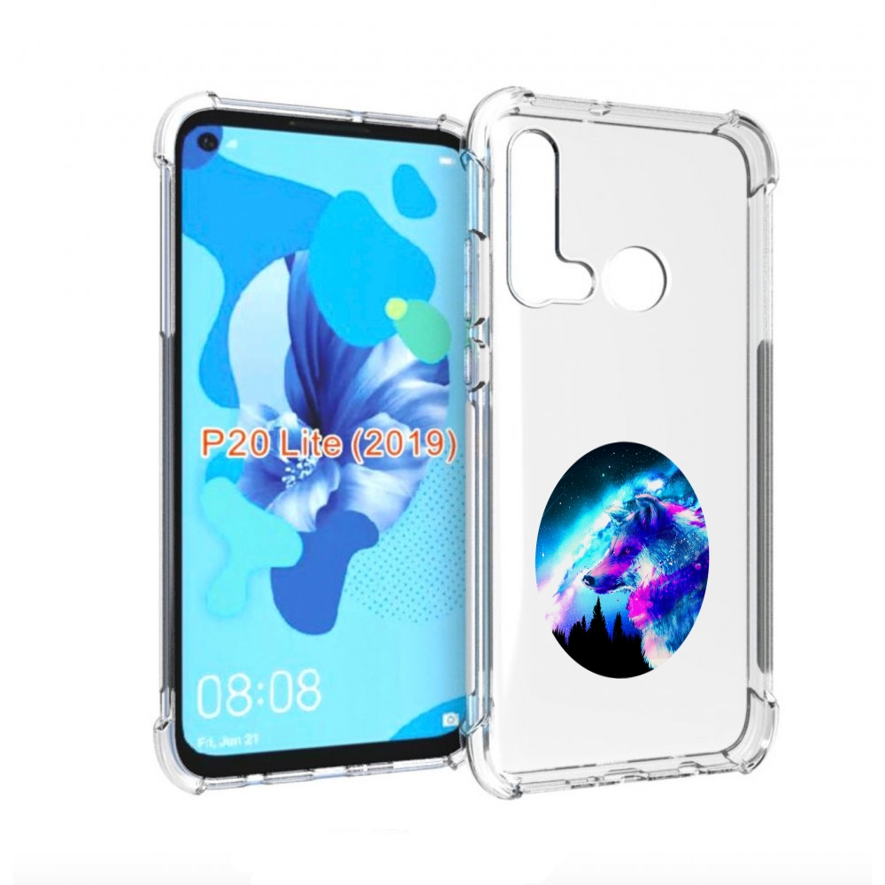 

Чехол бампер MyPads голубой волк для Huawei P20 Lite (2019)., Прозрачный, Tocco