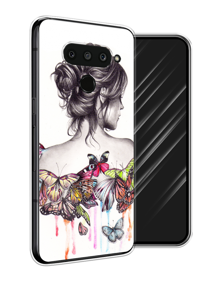 

Чехол Awog на LG V50 ThinQ "Девушка с бабочками", Коричневый, 83850-10