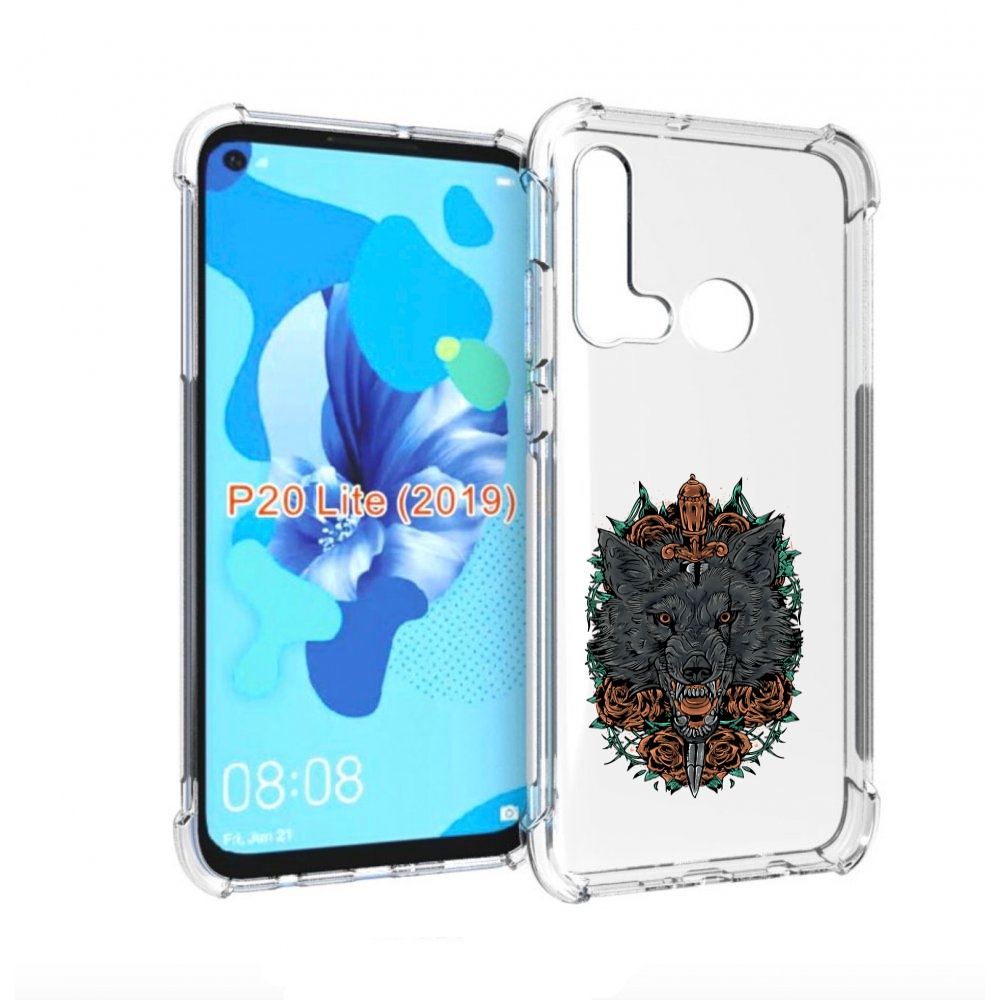 Чехол бампер MyPads красивый злой волк для Huawei P20 Lite (2019