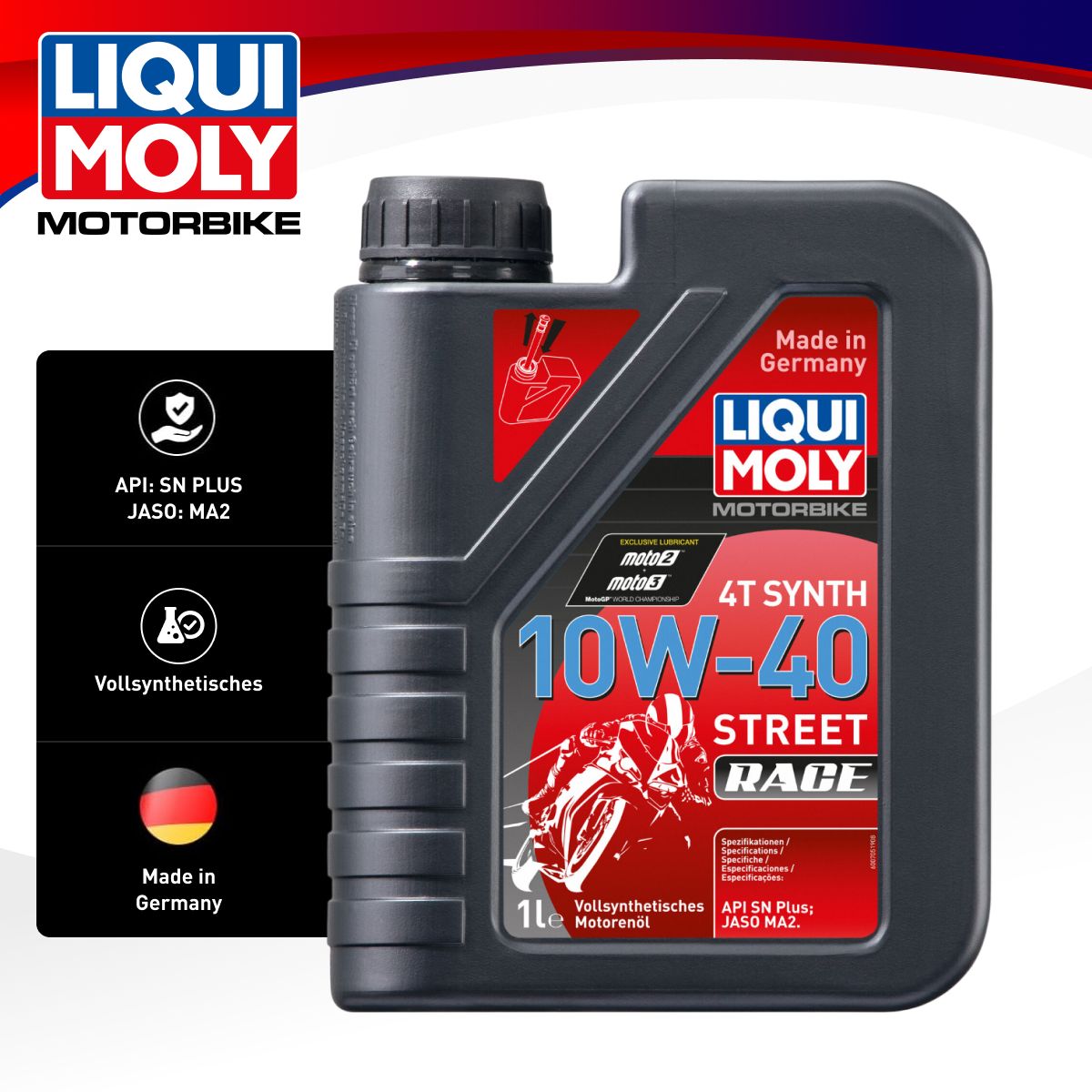 

Синт. Мот.Масло Д/4-Т.Мотоц. Liquimoly Motorbike 4t Synth Street Race 10w-40 Sn Ma2 (1л) L