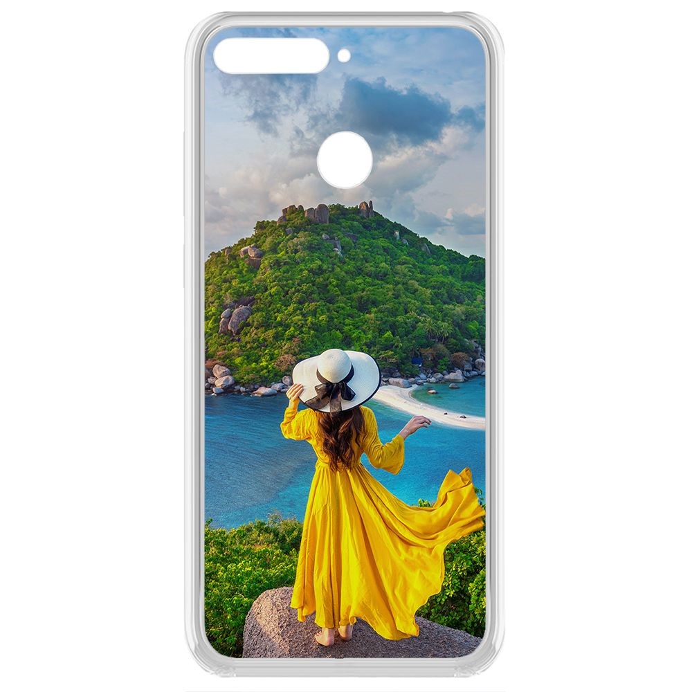

Чехол-накладка Krutoff Clear Case Платье летнее женское для Huawei Y6 Prime (2018)