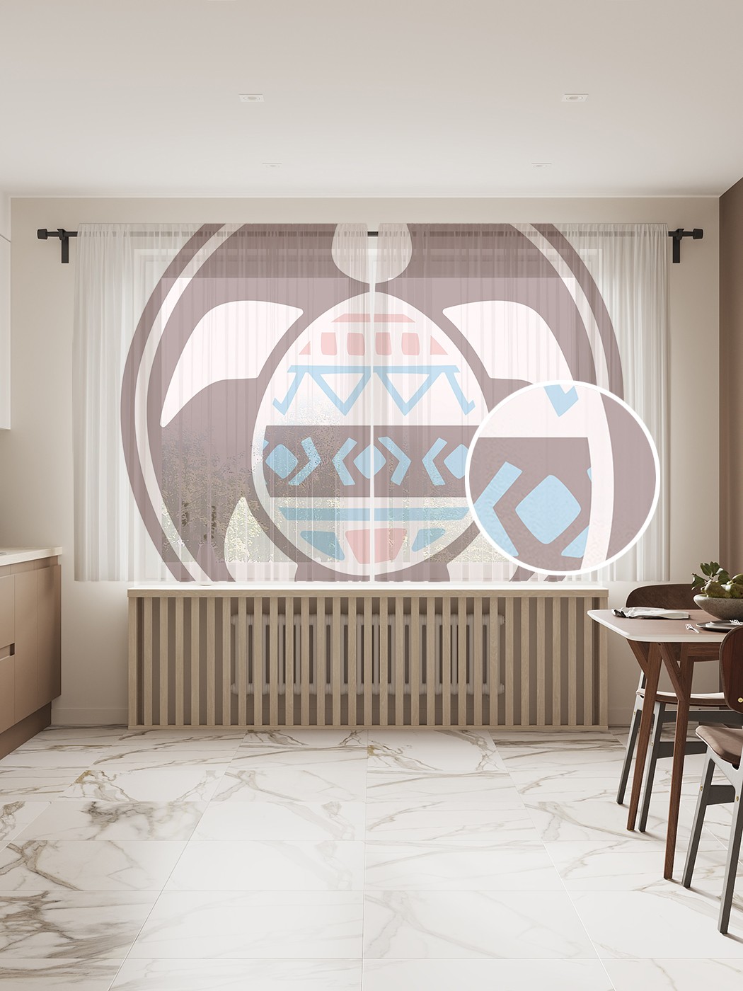 

Фототюль JoyArty "Этническая черепаха" 145x180см, 2 полотна, лента, 50 крючков, Этническая черепаха