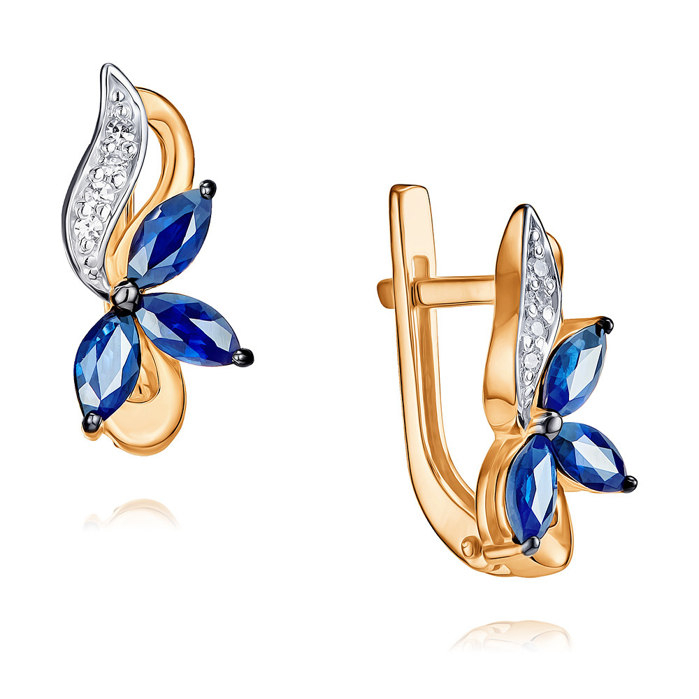 

Серьги из красного золота с бриллиантом/сапфиром ADAMAS 2418066/01-А50ДЧ-432, 2418066/01-А50ДЧ-432