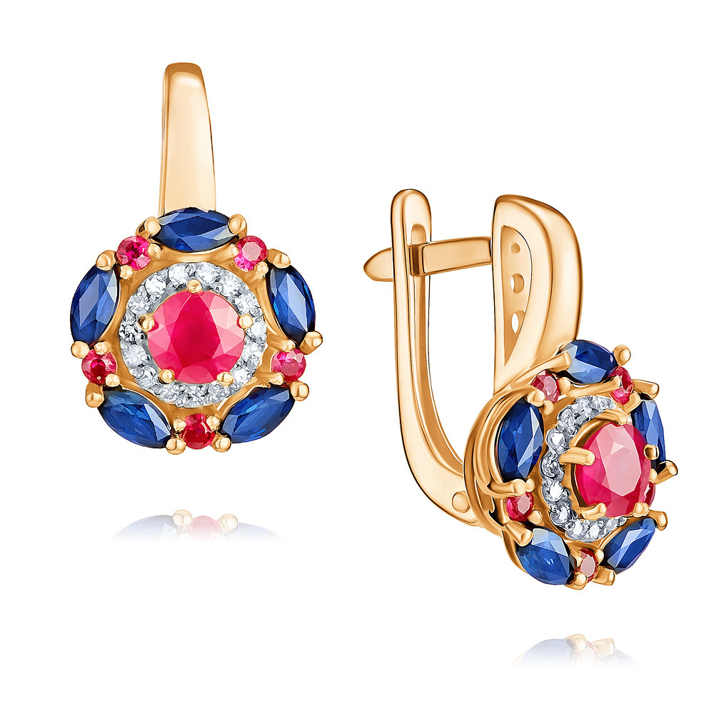

Серьги из красного золота с бриллиантом/рубином/сапфиром ADAMAS 2417014/01-А50Д-434, 2417014/01-А50Д-434