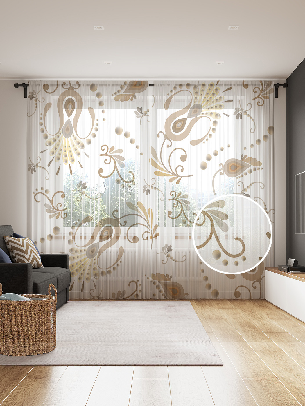 

Фототюль JoyArty "Заколдованное цветение" 145x265см, 2 полотна, лента, 50 крючков, Заколдованное цветение