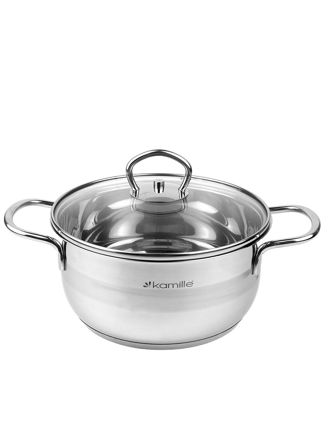 

Кастрюля Kamille 3 л из нержавеющей стали 5413 с крышкой, Серебристый, KM 5413