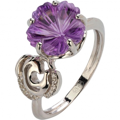 

Кольцо из серебра р. 16,5 Эстет 01К3514168-2, фианит/аметист, 01К3514168-2