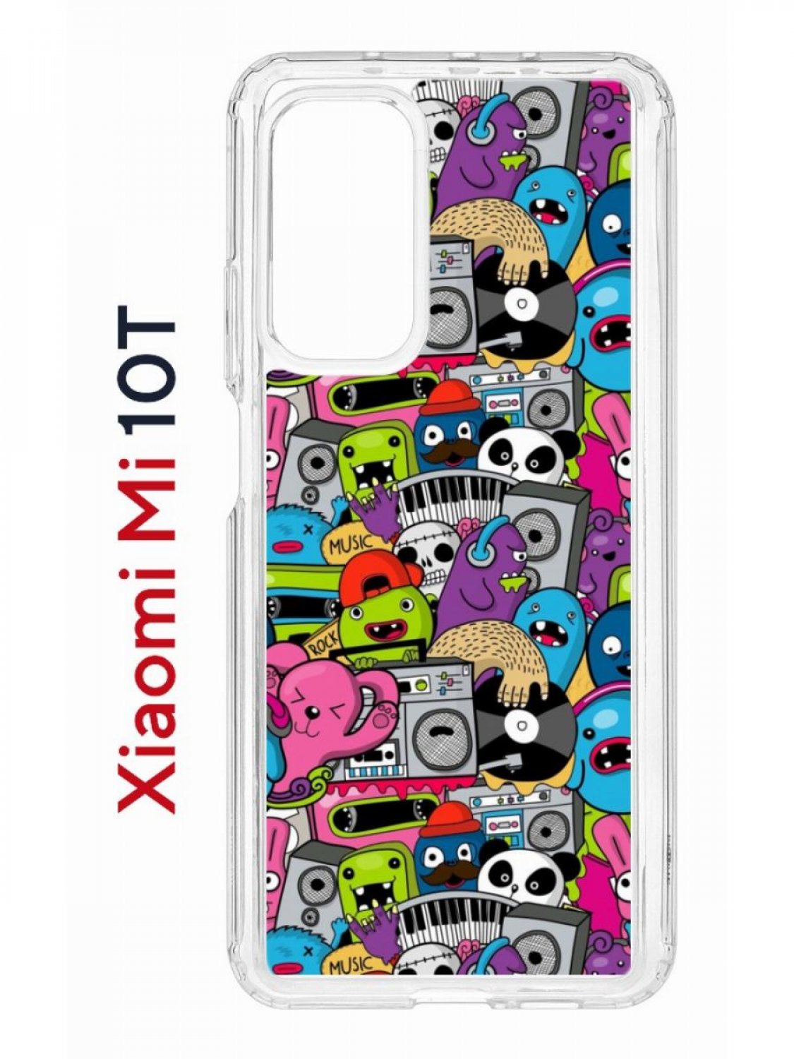 Чехол на Xiaomi Mi 10T/Mi 10T Pro Kruche Print Monsters music,противоударный бампер