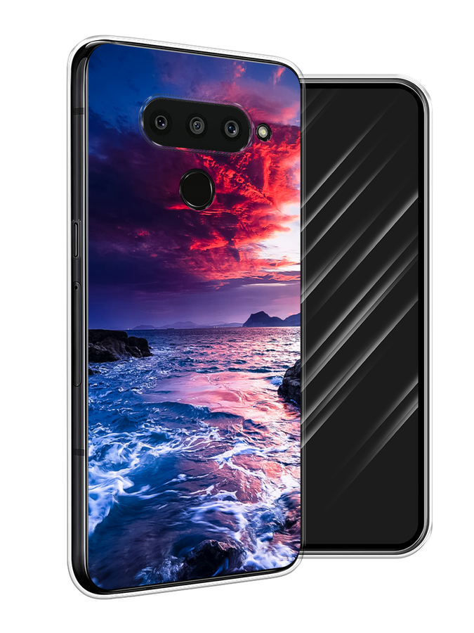 

Чехол Awog на LG V50 ThinQ "Волны 1", Розовый;синий, 83850-4