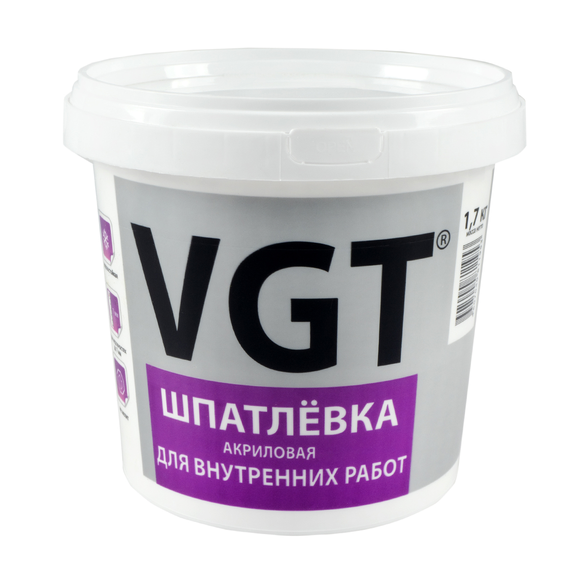 фото Шпатлевка для внутренних работ 1,7 кг "vgt"