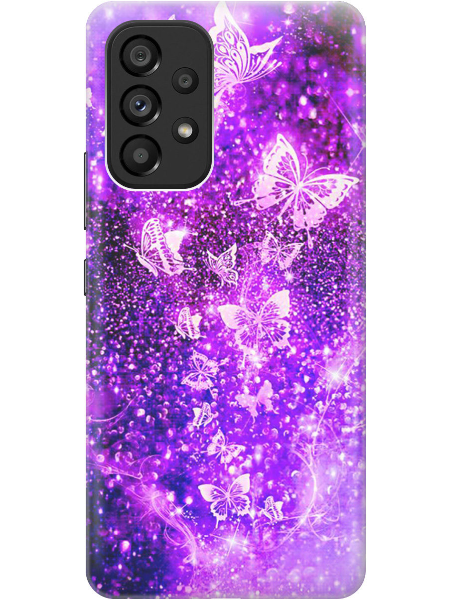 

Силиконовый чехол на Samsung Galaxy A53 5G с рисунком "Фиолетовые бабочки", Фиолетовый;черный, 20000850