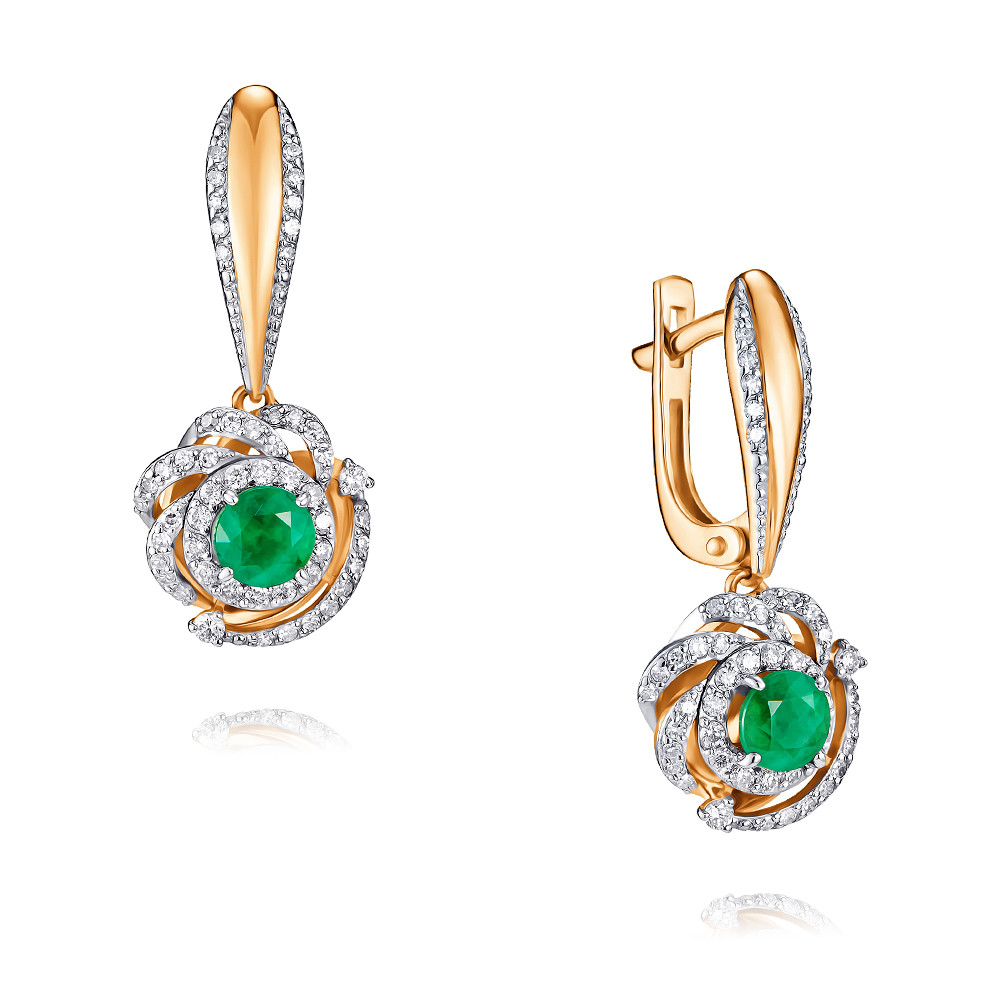 

Серьги из красного золота с бриллиантом/изумрудом ADAMAS 24037976/01-А50Д-433, 24037976/01-А50Д-433