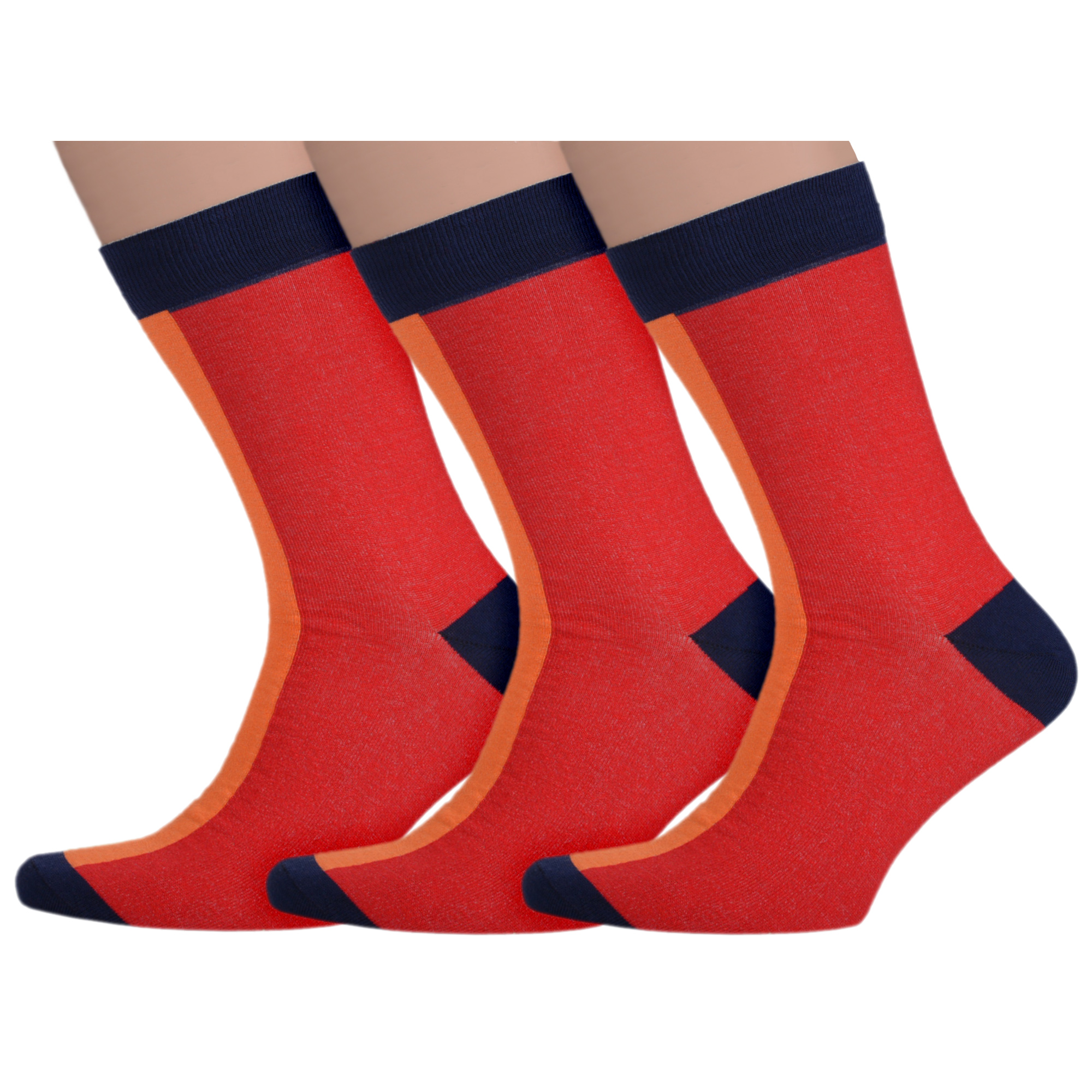 Комплект носков мужских Нева-Сокс 3-МН-НС красных; оранжевых; синих; голубых 27