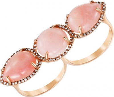 

Кольцо-кастет из красного золота Джей Ви HF05123R-R-PO_KO_POP_PINK, бриллиант/опал, HF05123R-R-PO_KO_POP_PINK