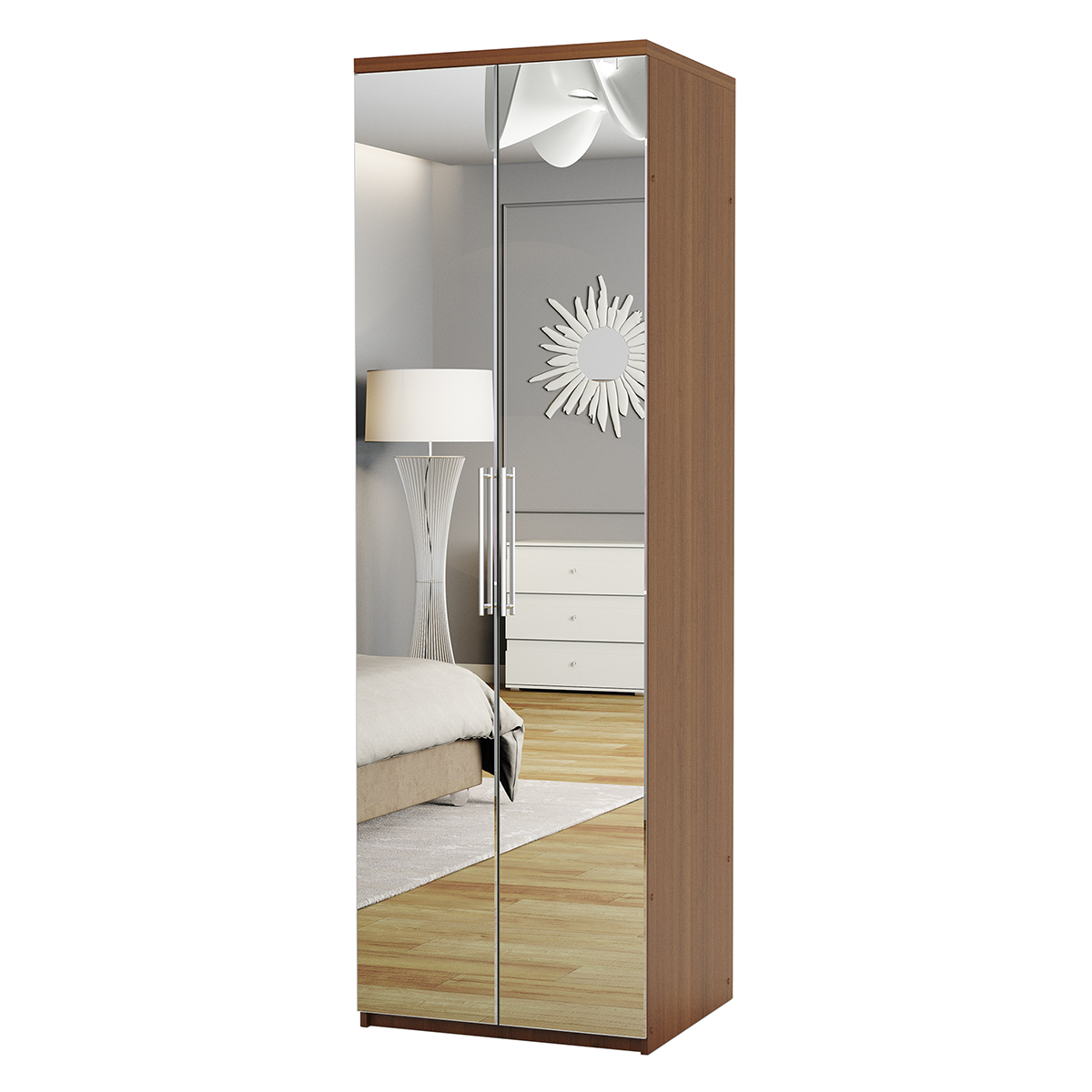 Шкаф для одежды Шарм-Дизайн Комфорт МШ-21 60х60 с зеркалами орех