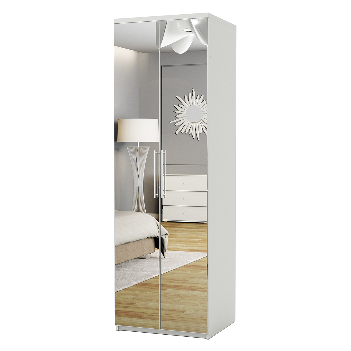 Шкаф для одежды Шарм-Дизайн Комфорт МШ-21 60х60 с зеркалами белый