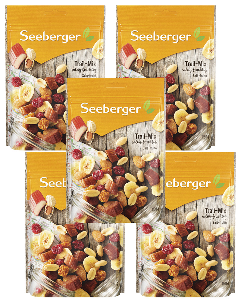 Смесь Seeberger орехов, соленого арахиса, ягод, ревеня и банановых чипсов 150 гр. - 5 шт