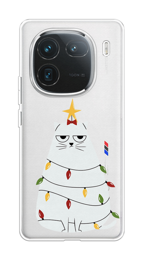 

Чехол на Vivo iQOO 12 Котик в гирлянде, Белый;красный;желтый, 2612050-1