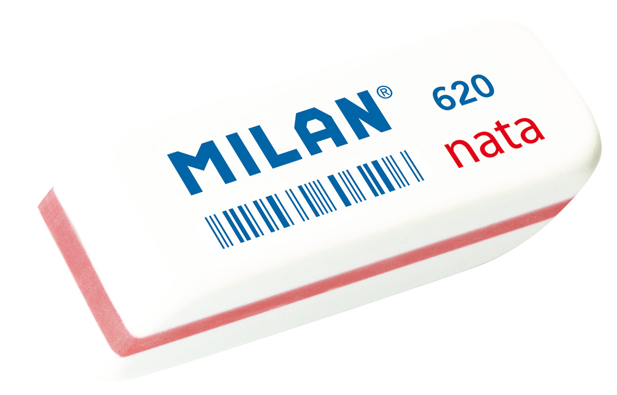 Ластик 20 шт. Milan nata 620 скошенный 5.6х1.9х1.2 см мягкий CPM620