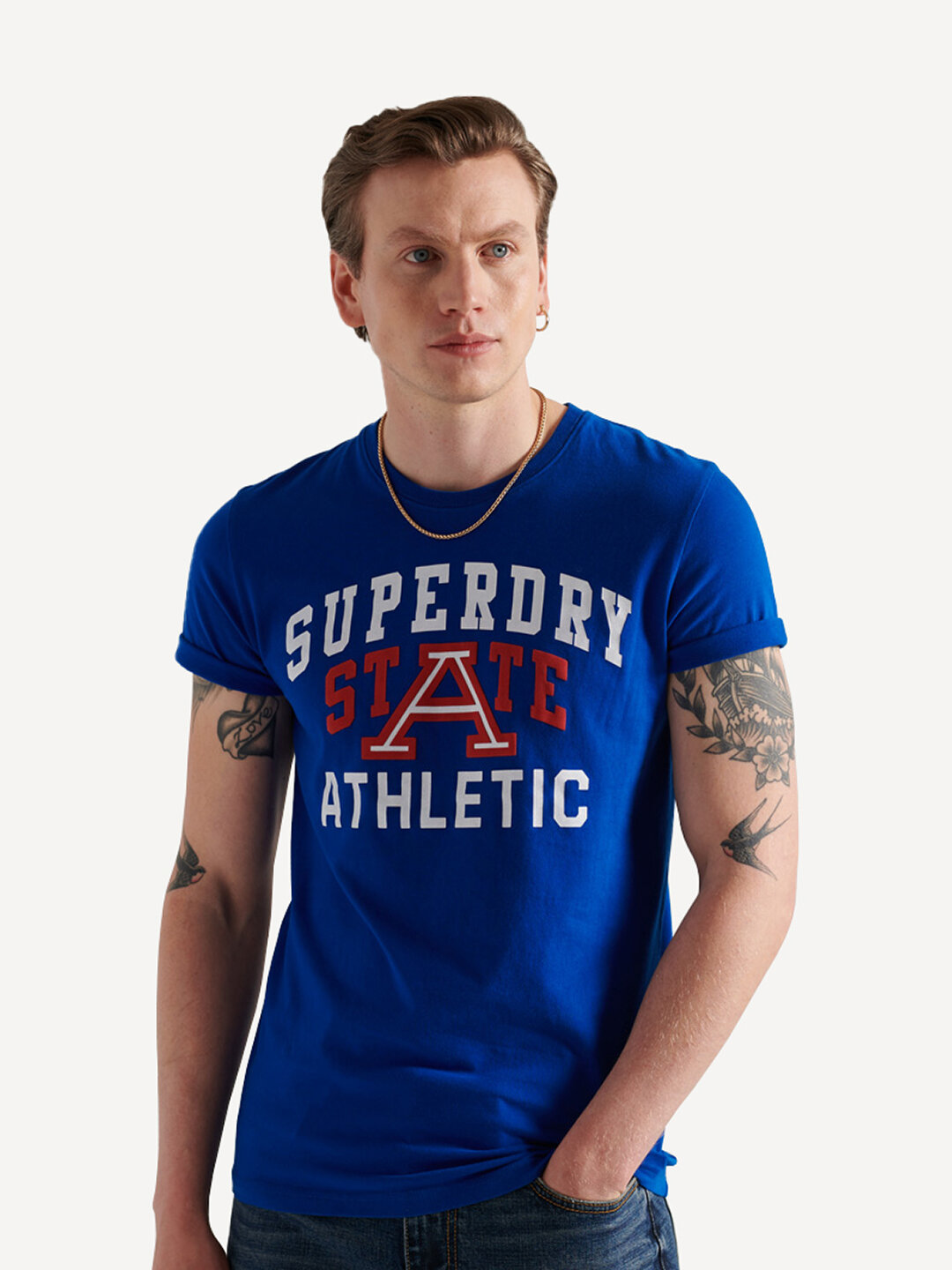 

Футболка мужская Superdry TRACK & FIELD GRAPHIC TEE 185 синяя L, TRACK & FIELD GRAPHIC TEE 185