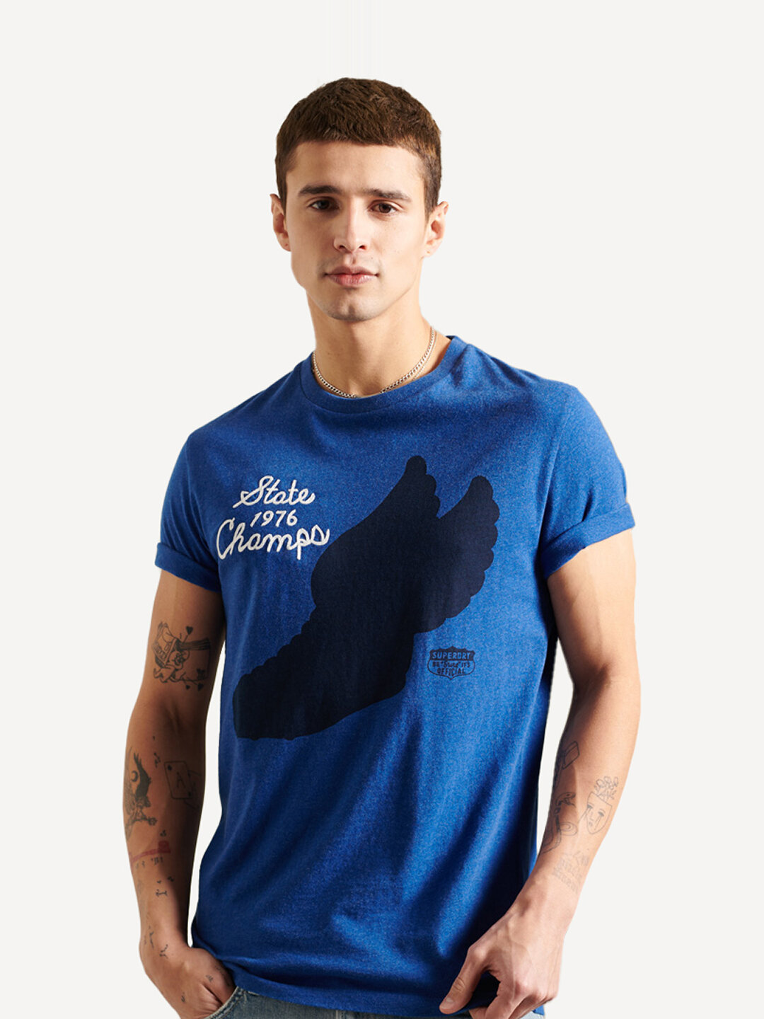 

Футболка мужская Superdry OVERDYE COLLEGIATE STATE TEE синяя L, OVERDYE COLLEGIATE STATE TEE