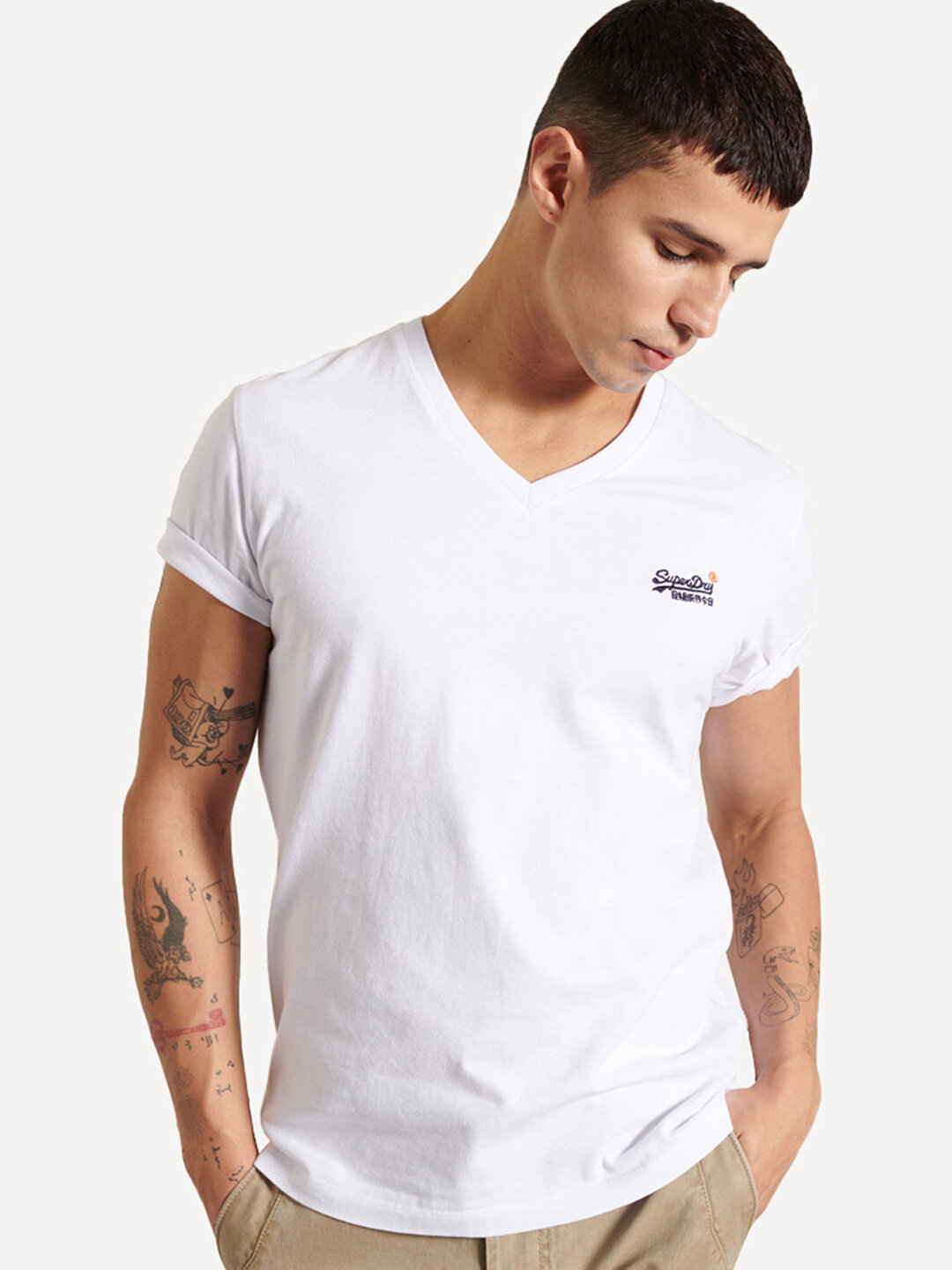 

Футболка мужская Superdry OL CLASSIC VEE TEE NS белая S, OL CLASSIC VEE TEE NS