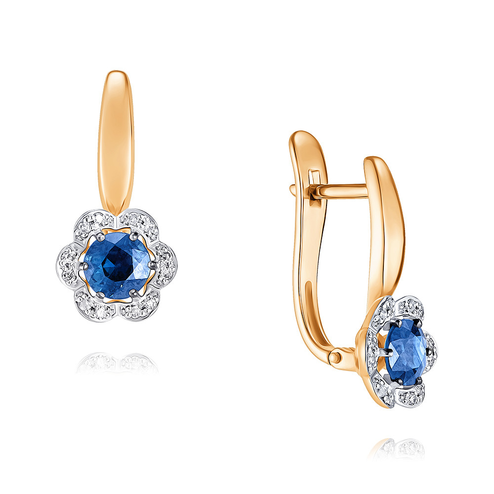 

Серьги из красного золота с бриллиантом/сапфиром ADAMAS 24037863/01-А50Д-432, 24037863/01-А50Д-432