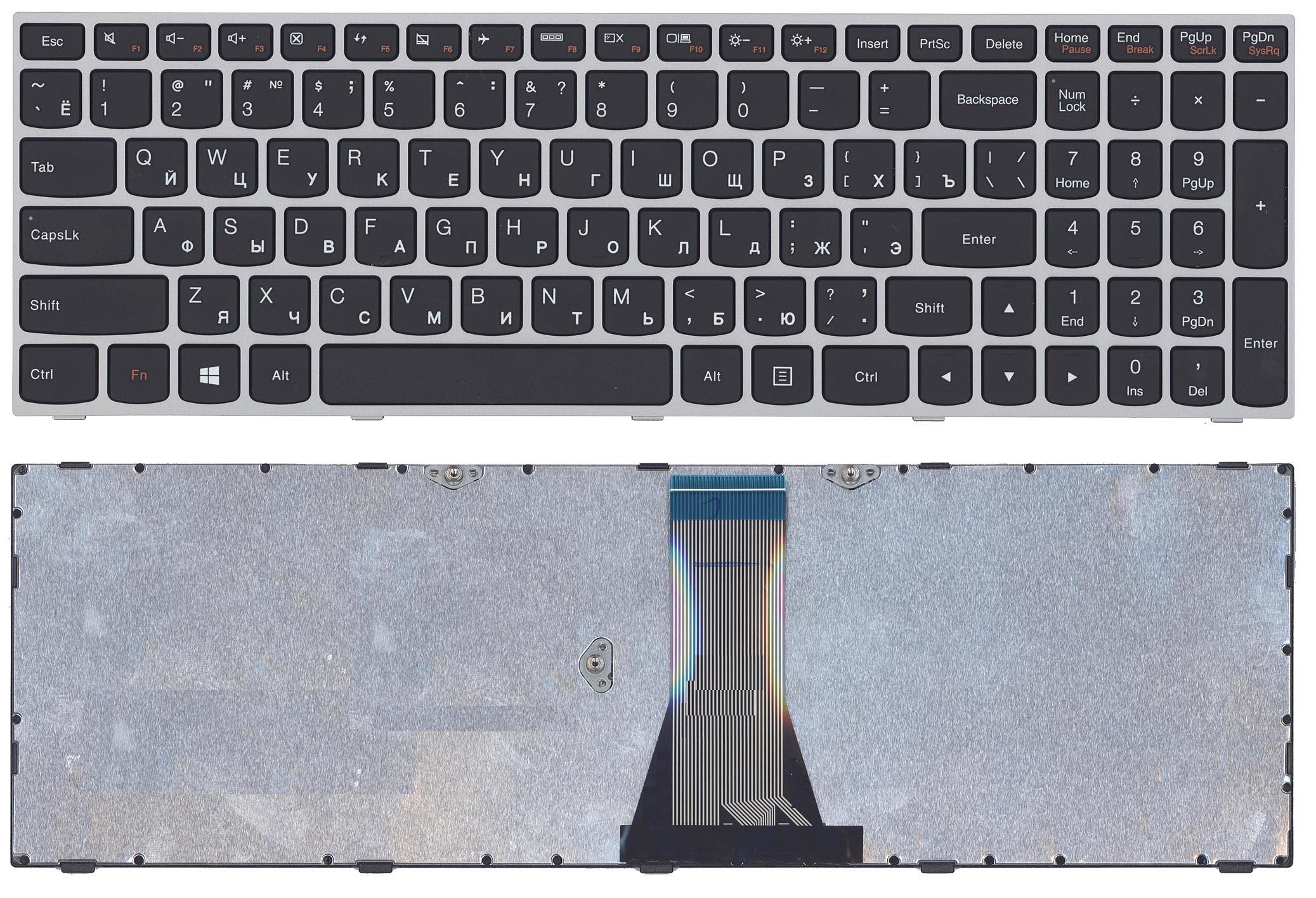 Клавиатура OEM для ноутбука Lenovo IdeaPad G50-70/G50-30 черная с серой рамкой