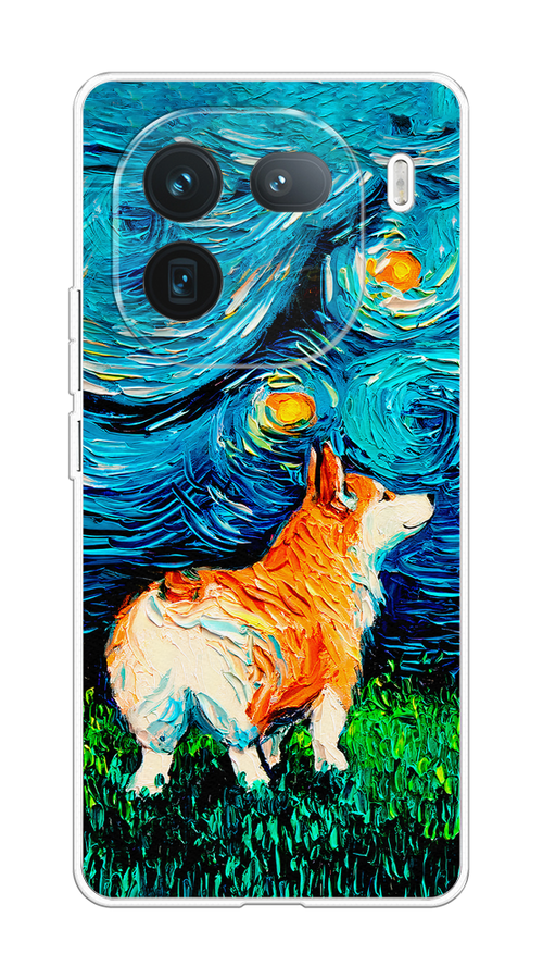 

Чехол на Vivo iQOO 12 Корги звёздная ночь, Коричневый;белый;зеленый, 2612050-1
