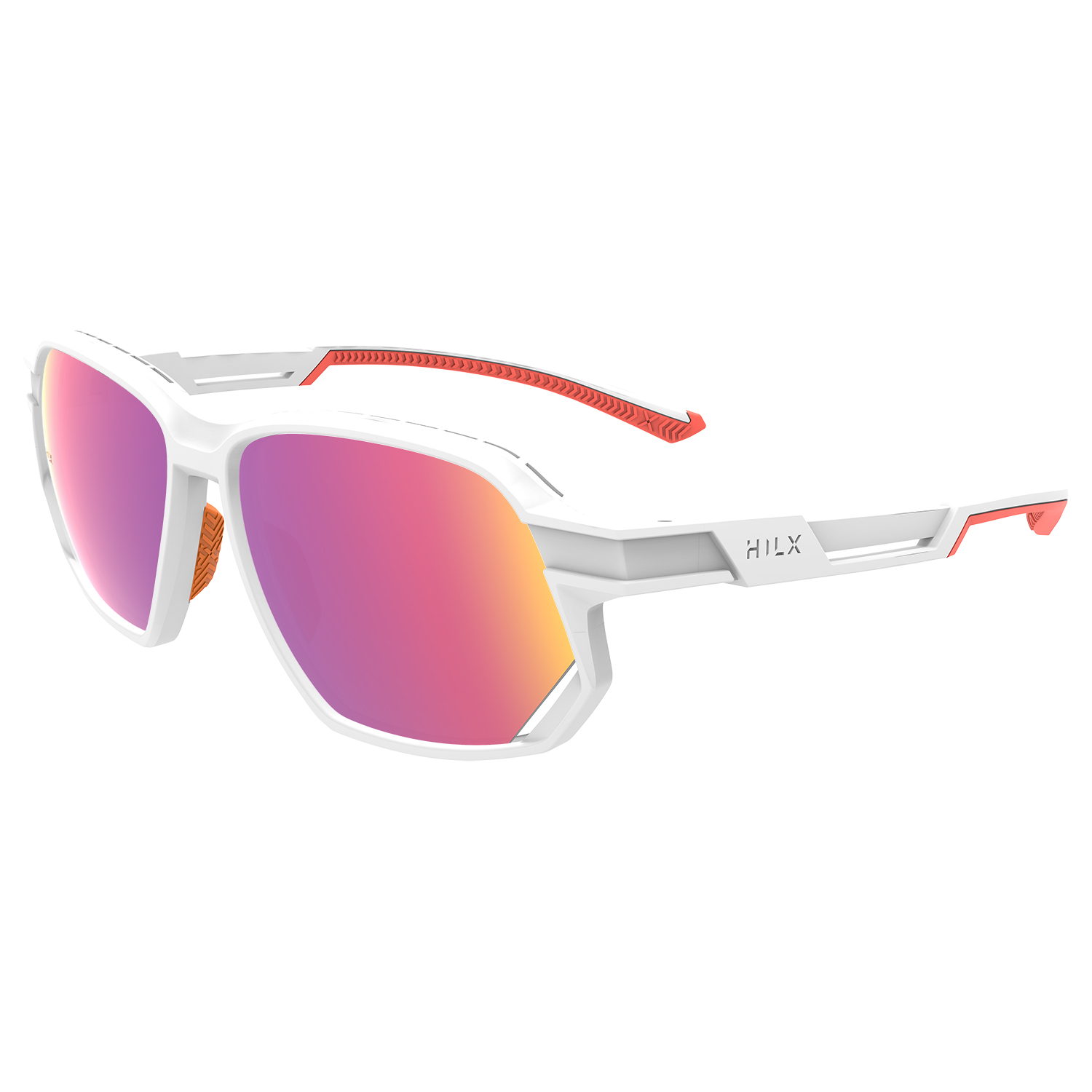 Спортивные солнцезащитные очки унисекс HILX Syndicate matt solid white/red lens