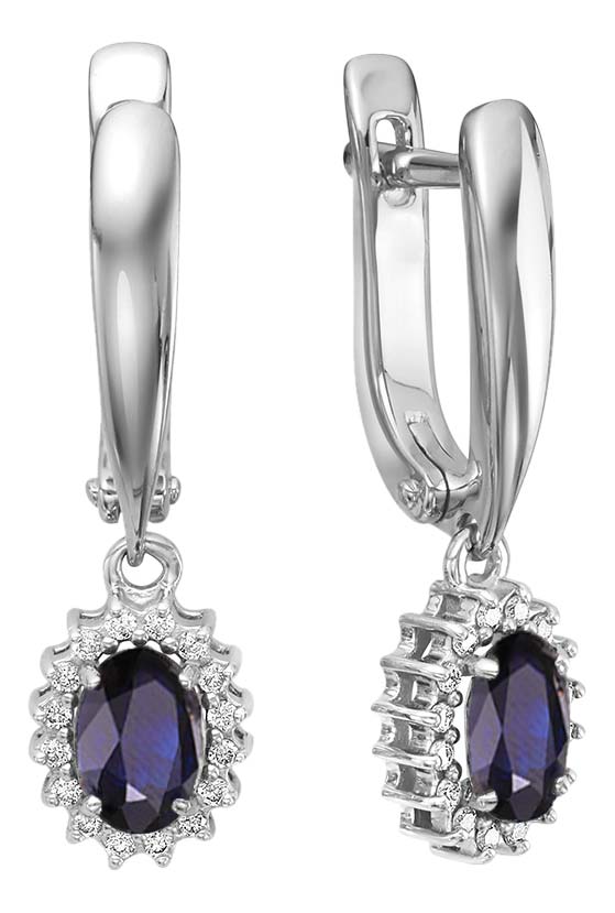 Серьги из белого золота Brilliant Style Jewelry 285-21201, сапфир\\бриллиант