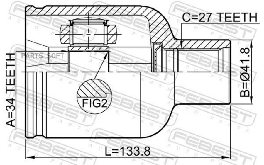 

Шрус Внутренний Правый 34x41.8x27 Febest арт. 1811-A22DMRH