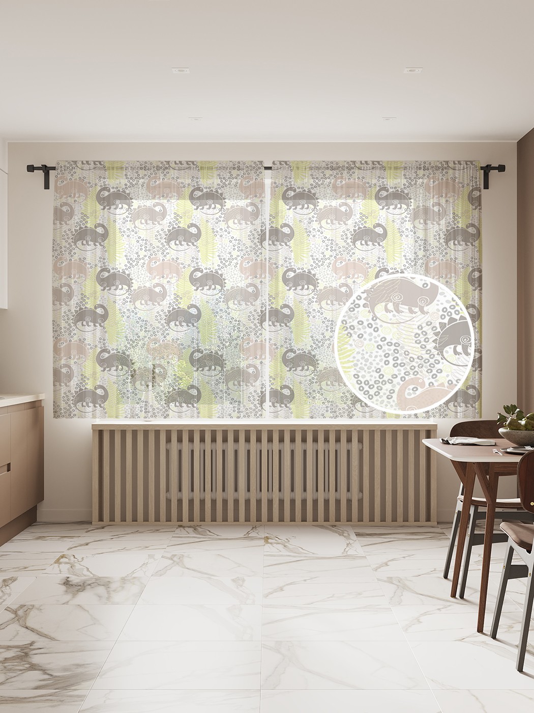 

Фототюль JoyArty "Силуэты динозавров" 145x180см (2 полотна со шторной лентой + 50 крючков), Силуэты динозавров