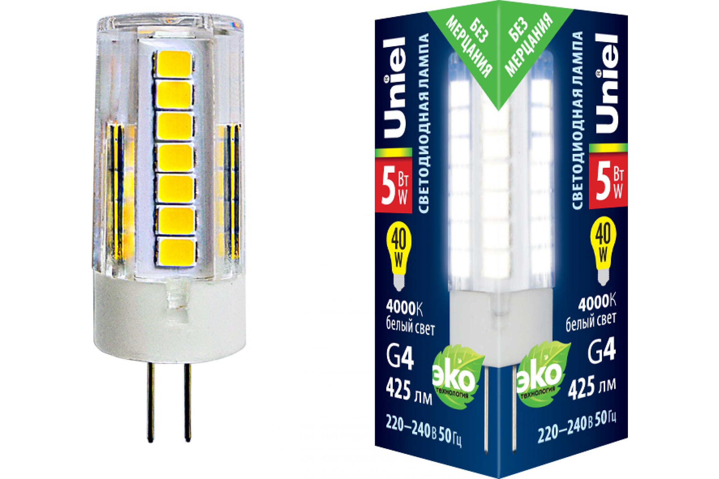Uniel LED-JC-220/5W/4000K/G4/CL GLZ09TR Лампа светодиодная, прозрачная UL-00006745
