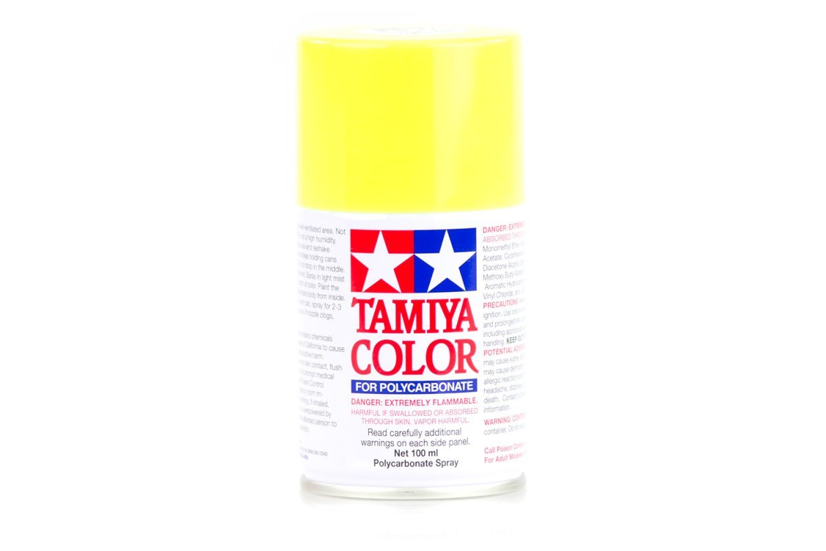 фото Аэрозольная краска tamiya краска-спрей ps-27 флуоресцентная жёлтая 86027