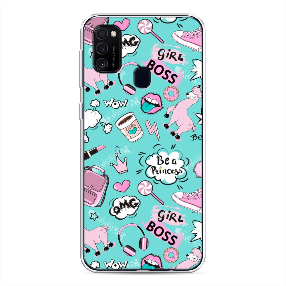 

Чехол Awog на Samsung Galaxy M21 "Стильная лама", Разноцветный, 29750-1