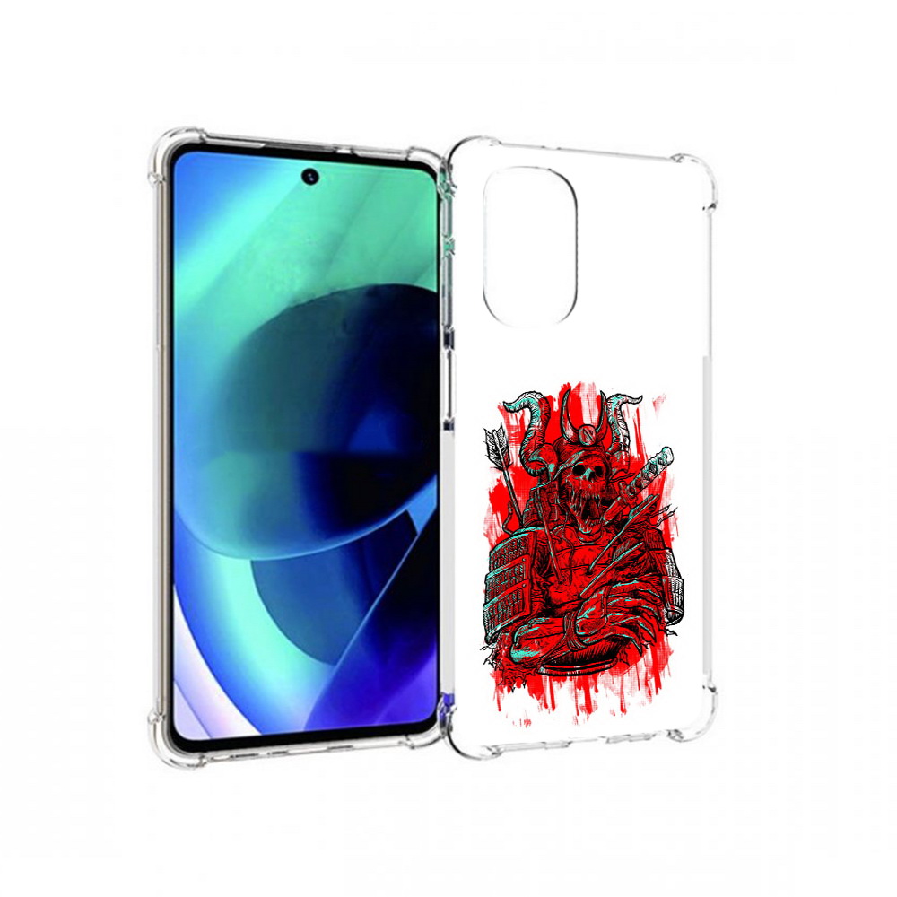 

Чехол MyPads Tocco для Motorola Moto G51 красный скелет воин (PT227078.365.413), Прозрачный, Tocco