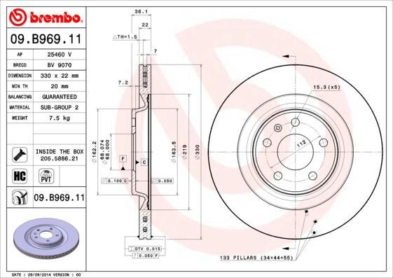 

Тормозной диск brembo 09B96911